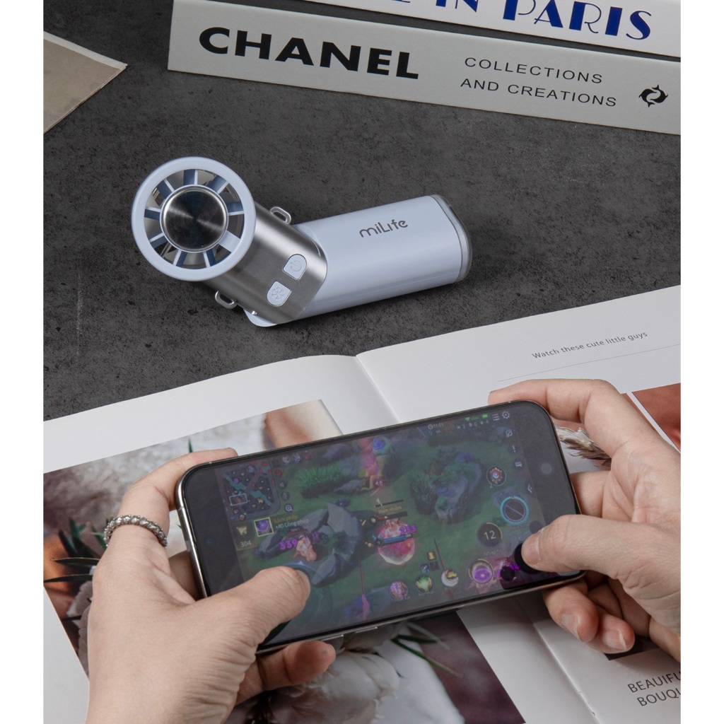 Quạt cầm tay sò lạnh miLife F11 thân xoay 180 độ, pin 4000mAh 9 tiếng, gió 9.8m/s | BigBuy360 - bigbuy360.vn