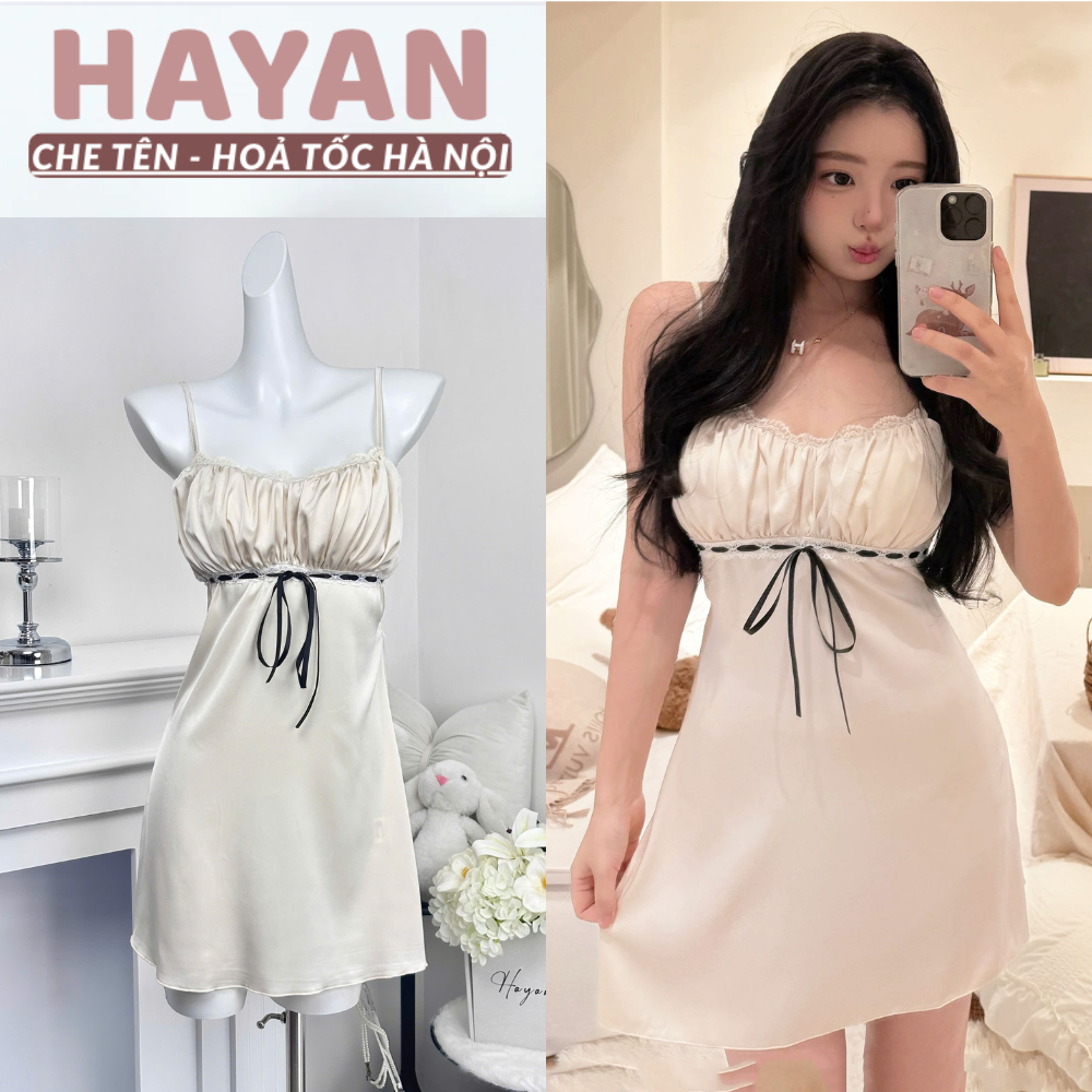 Váy ngủ 2s sexy be viền đen HT2