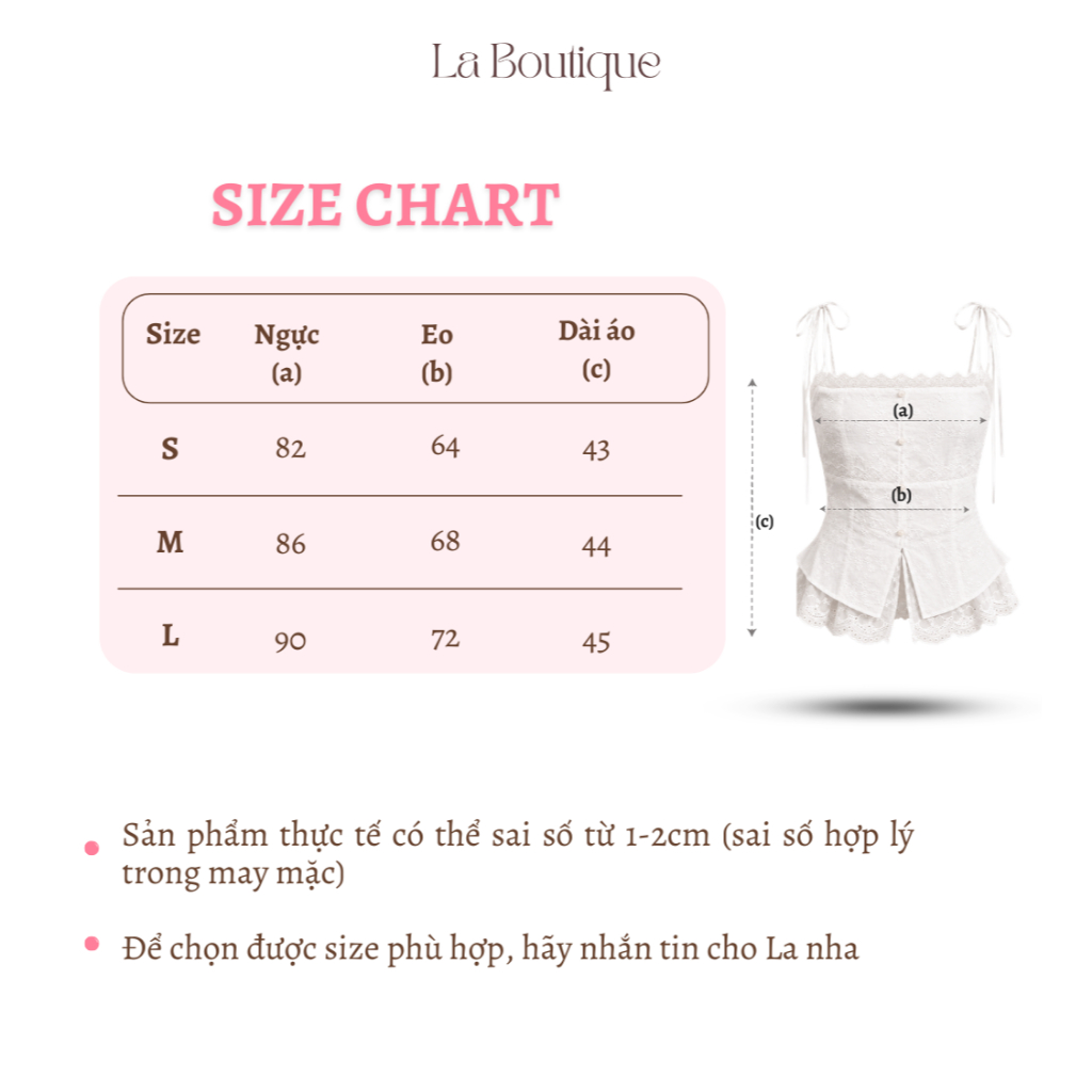 Áo 2 dây xô buộc nơ vai thêu hoa phối ren, dáng chiết eo nữ tính La Boutique SS26 - AK020-2605LAT | BigBuy360 - bigbuy360.vn