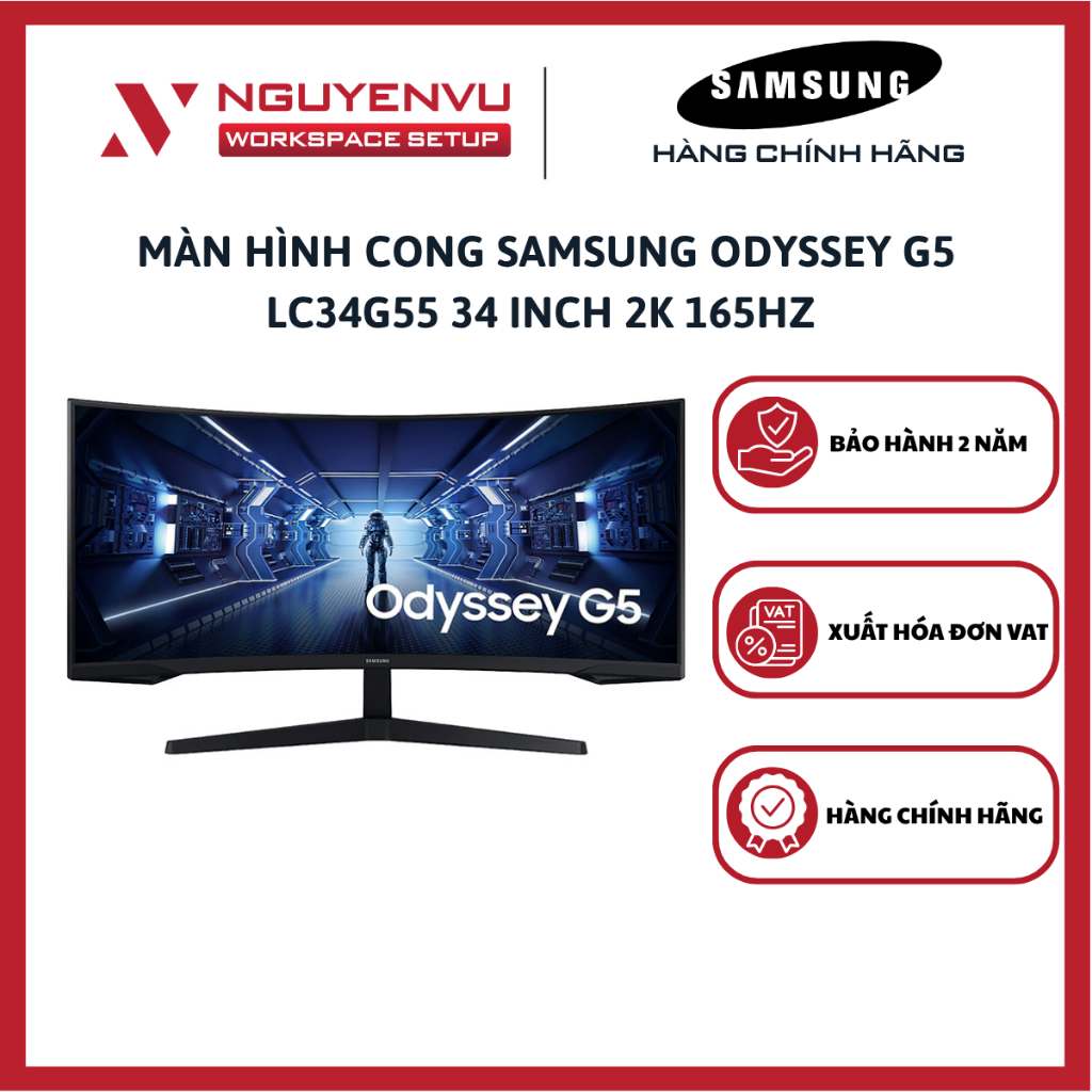Màn Hình Cong Samsung Odyssey G5 LC34G55 34 inch (2K/VA/165Hz/1ms) - Hàng Chính Hãng