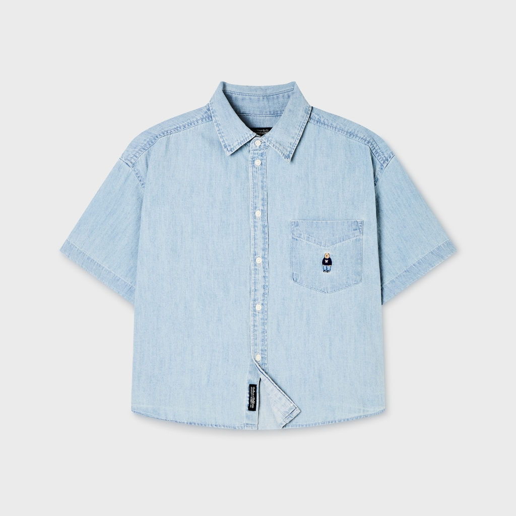 Áo Sơ Mi WHO.A.U Steve Denim Crop Short Sleeve Shirts_WHYJG2522F
