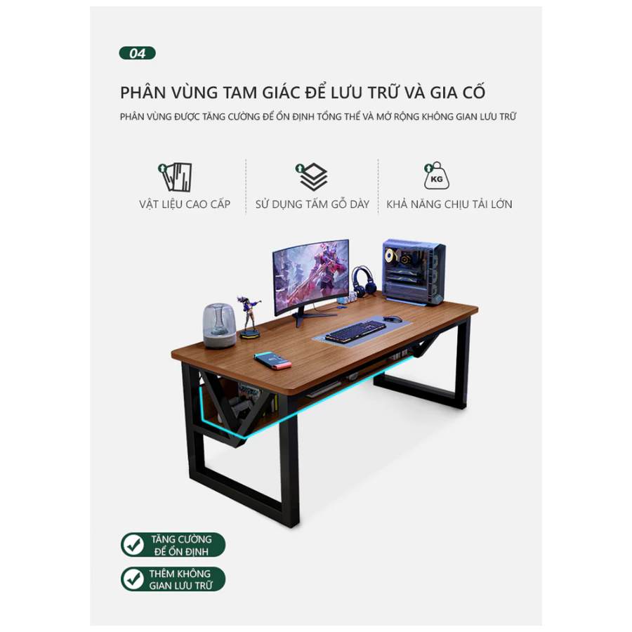 [FURNI HOME] Bàn gaming bàn làm việc khung sắt sơn tĩnh điện thương hiệu ILUMIA - GM68