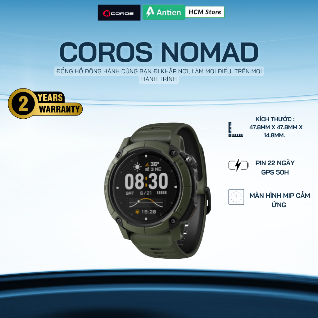 Đồng hồ thể thao thông minh Coros Nomad - Hàng Chính Hãng