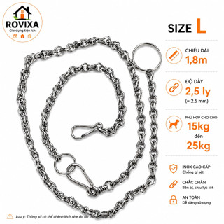 Dây Xích Chó Mèo Inox  – Xích Dắt Thú Cưng Nhiều Kích cỡ(xích đã bao gồm 1 dây cổ)