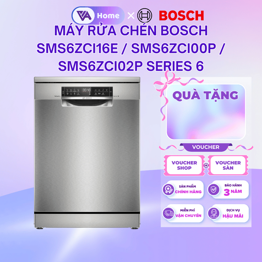 [BOSCH] Máy Rửa Bát Bosch Series 6 SMS6ZCI16E/SMS6ZCI00P/SMS6ZCI00P - Sấy Zeolith - Bảo hành 3 năm