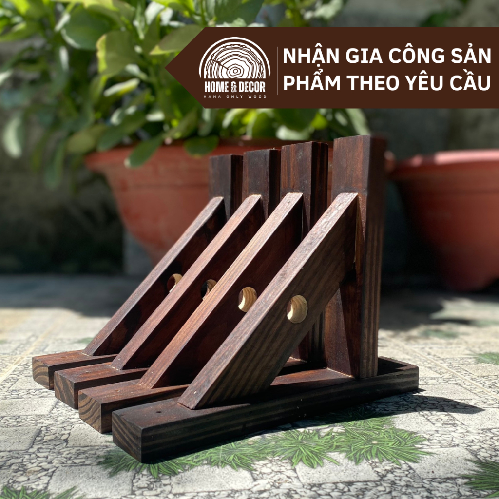 Chân kê kệ gỗ treo tường, giá gỗ treo đèn, eke gỗ thông mỹ EKE01 (1 Cái)