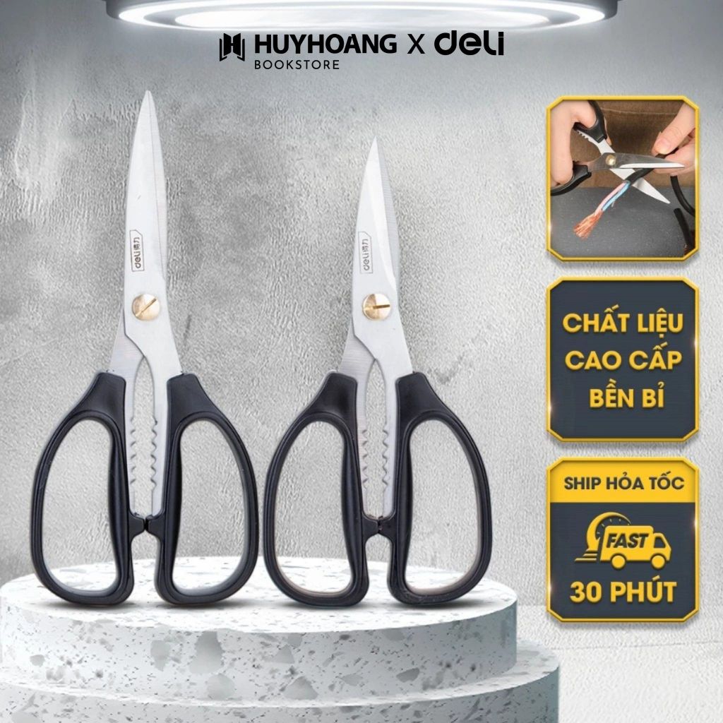 Kéo Cắt Đa Năng Deli Cao Cấp - Lưỡi Cắt Sắc Bén - Chất Liệu Thép Không Gỉ, DL261, Tools