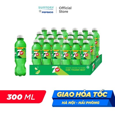 [Giao sau lễ] Thùng 24 Chai Nước Ngọt Có Gaz 7Up (300ml/chai)
