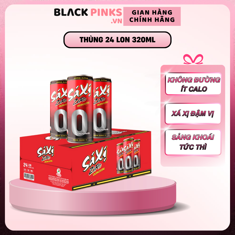 Thùng 24 lon xá xị Chương Dương Zero không đường, đậm vị 320ml