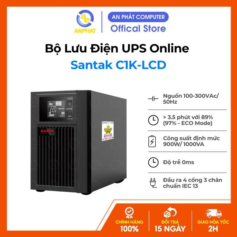 Bộ Lưu Điện UPS Santak C1K-LCD Online (1 kVA / 0,9 kW)