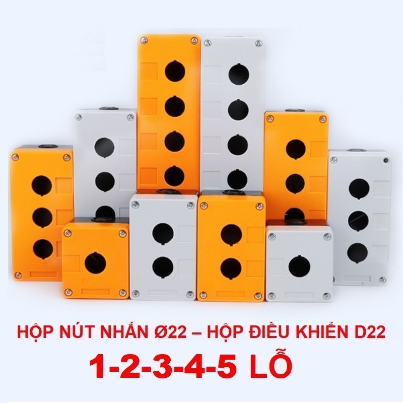 Hộp nhựa ABS 1, 2, 3, 4, 5 lỗ. Hộp nút nhấn D22 chống nước BX1 BX2 BX3 BX4 BX5 (Đơn tối thiểu 50K)
