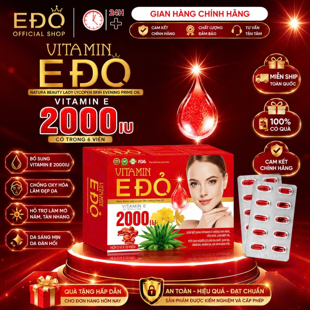 VITAMIN E ĐỎ 2000IU – ĐẸP DA, TƯƠI TRẺ MỖI NGÀY