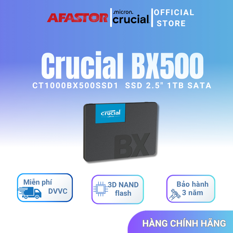 Ổ Cứng SSD Crucial BX500 1TB 3D NAND SATA 2.5" | CT1000BX500SSD1