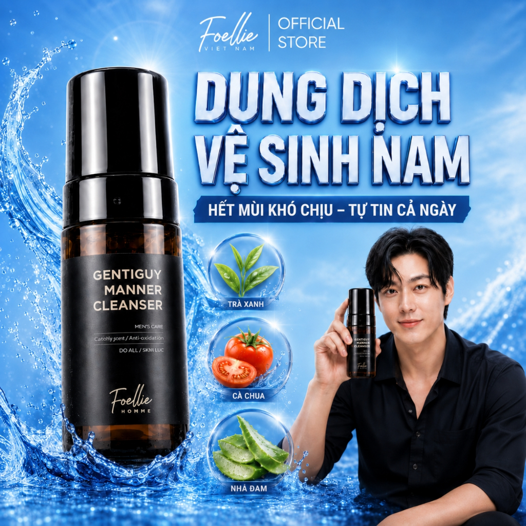Dung Dịch Vệ Sinh Nam Foellie Hàn Quốc, DDVS Nam Khử Mùi Mát Lạnh Sảng Khoái 100ml