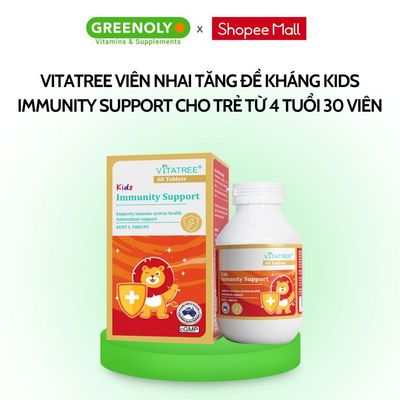 Viên Nhai Tăng Đề Kháng Vitatree Kids Immunity Support Cho Trẻ Từ 4 Tuổi 30 viên và 60 viên