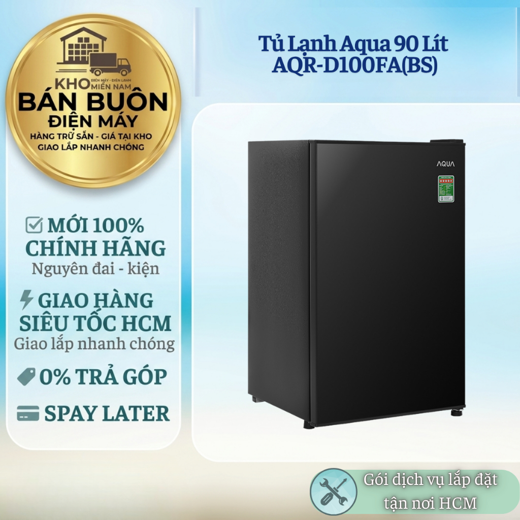 AQR-D100FA(BS) Tủ Lạnh Aqua – 90 Lít, Ngăn Đá Riêng, Thiết Kế Nhỏ Gọn, Tiết Kiệm Điện AQR-D100FA(BS)