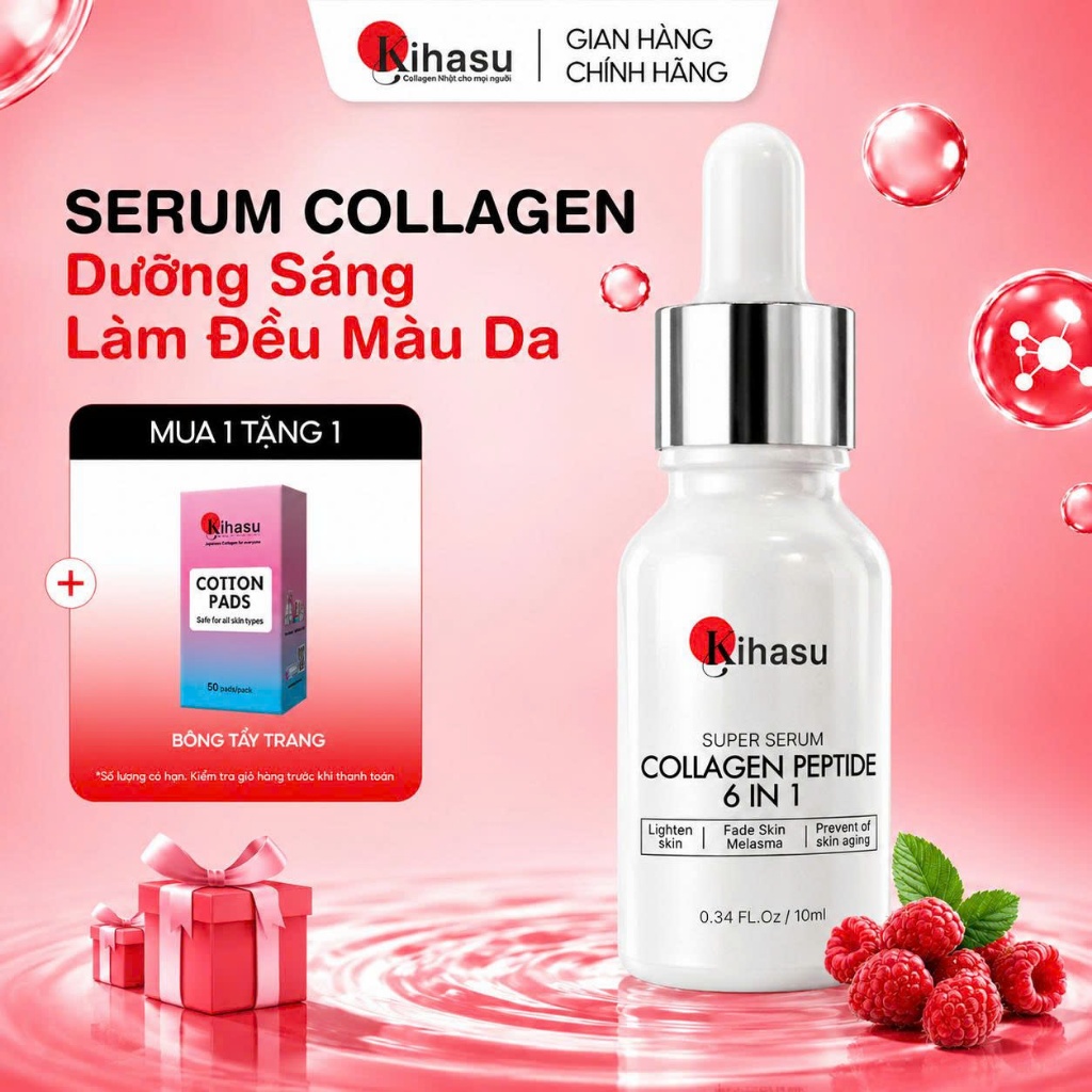 Serum Collagen Kihasu Dưỡng Sáng Da, Cấp Ẩm, Giúp Da Mềm Mịn, Chứa Vitamin C Và Niacinamide