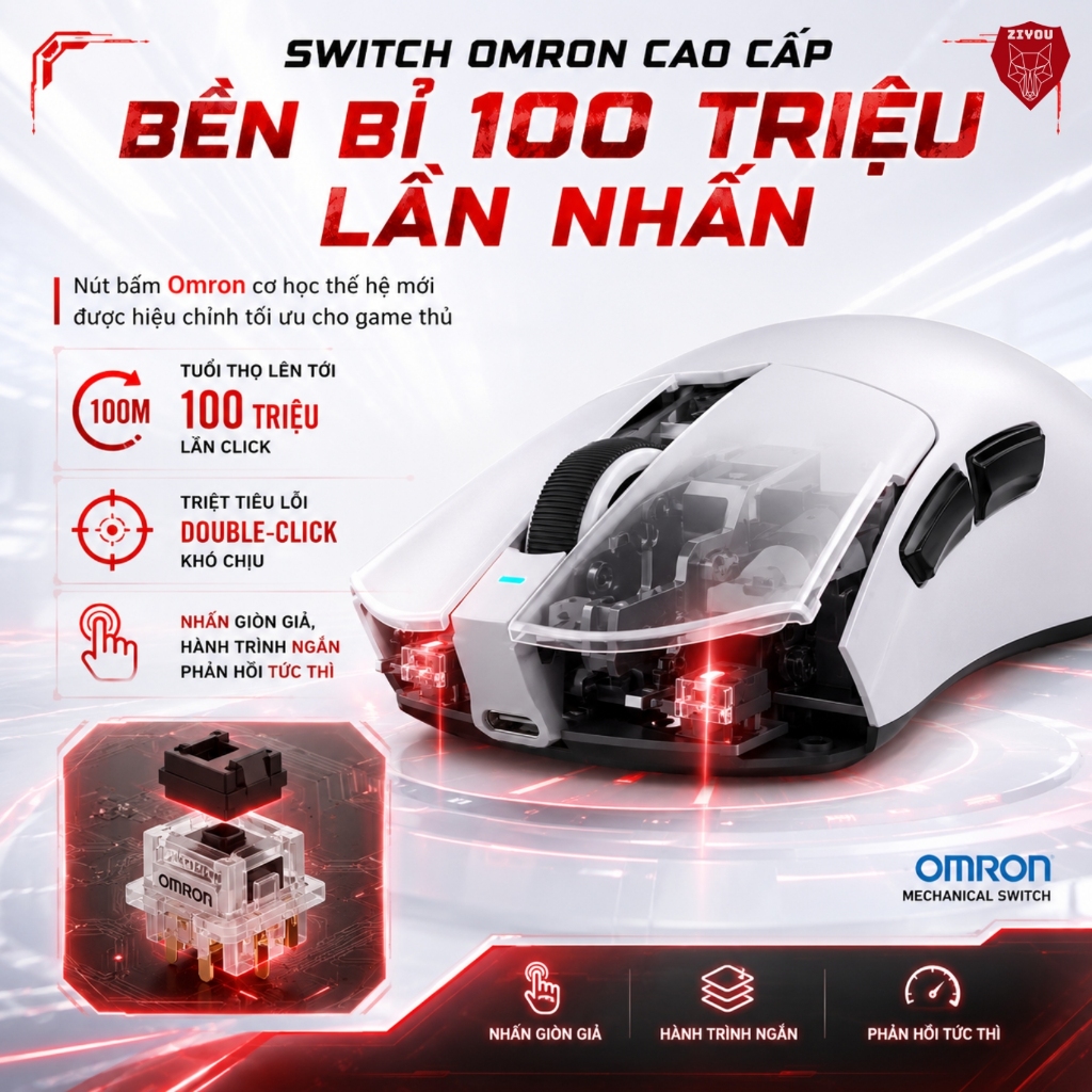 Chuột Gaming Không Dây Ziyou Attack Shark V3 Pro Cảm Biến PAW3311, Dock Sạc RGB, 1000Hz, Pin 500mAh | BigBuy360 - bigbuy360.vn