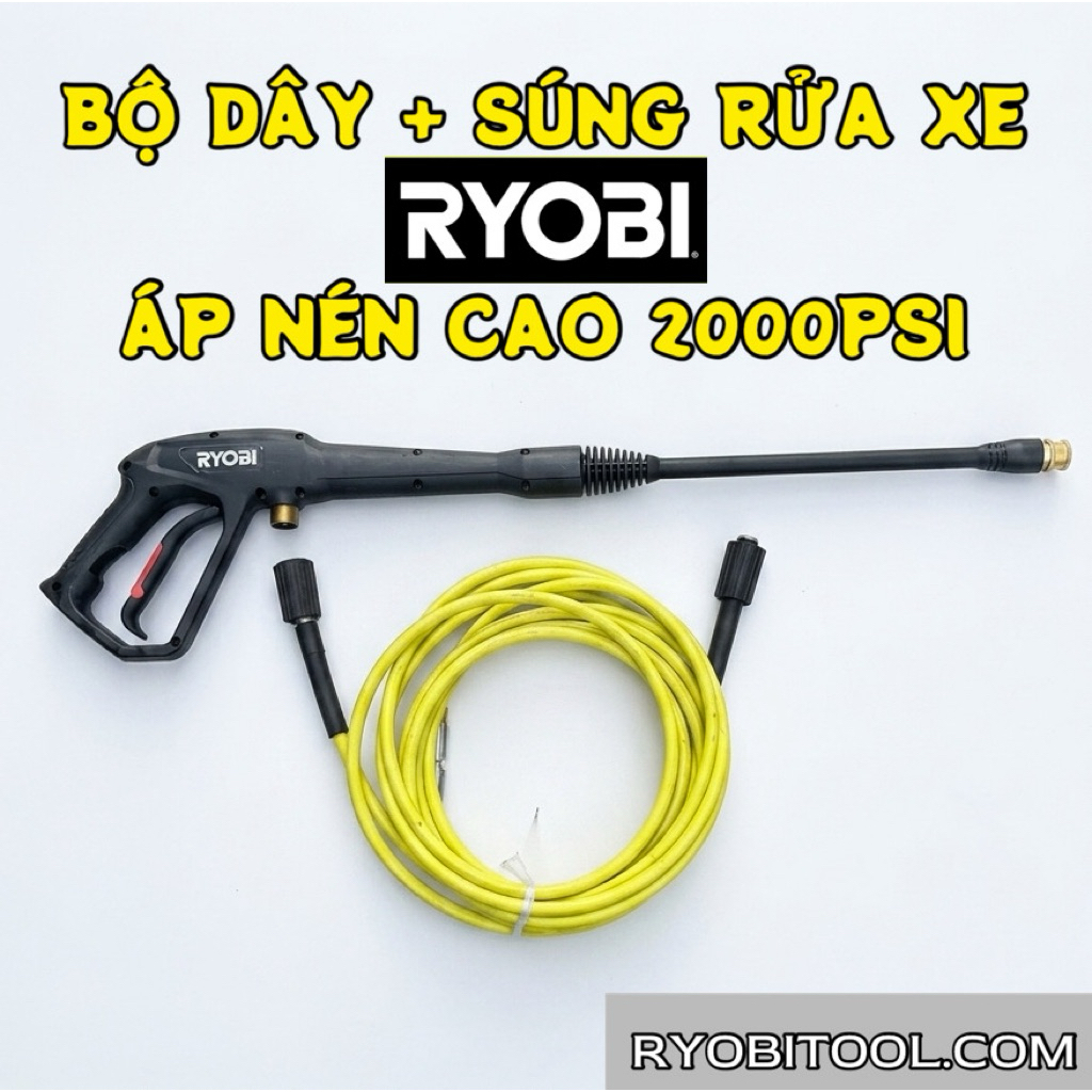 Bộ Dây và Súng Rửa Xe Cao Áp Ryobi 2000 PSI - Hàng Bãi Úc Chính Hãng Khớp Nối Nhanh