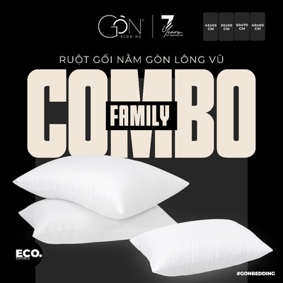 [Family] Combo Ruột Gối Nằm Gòn Lông Vũ Cho Gia Đình Gòn Bedding Cao Cấp 50x70 cm & 40x60 cm | 35x50 cm