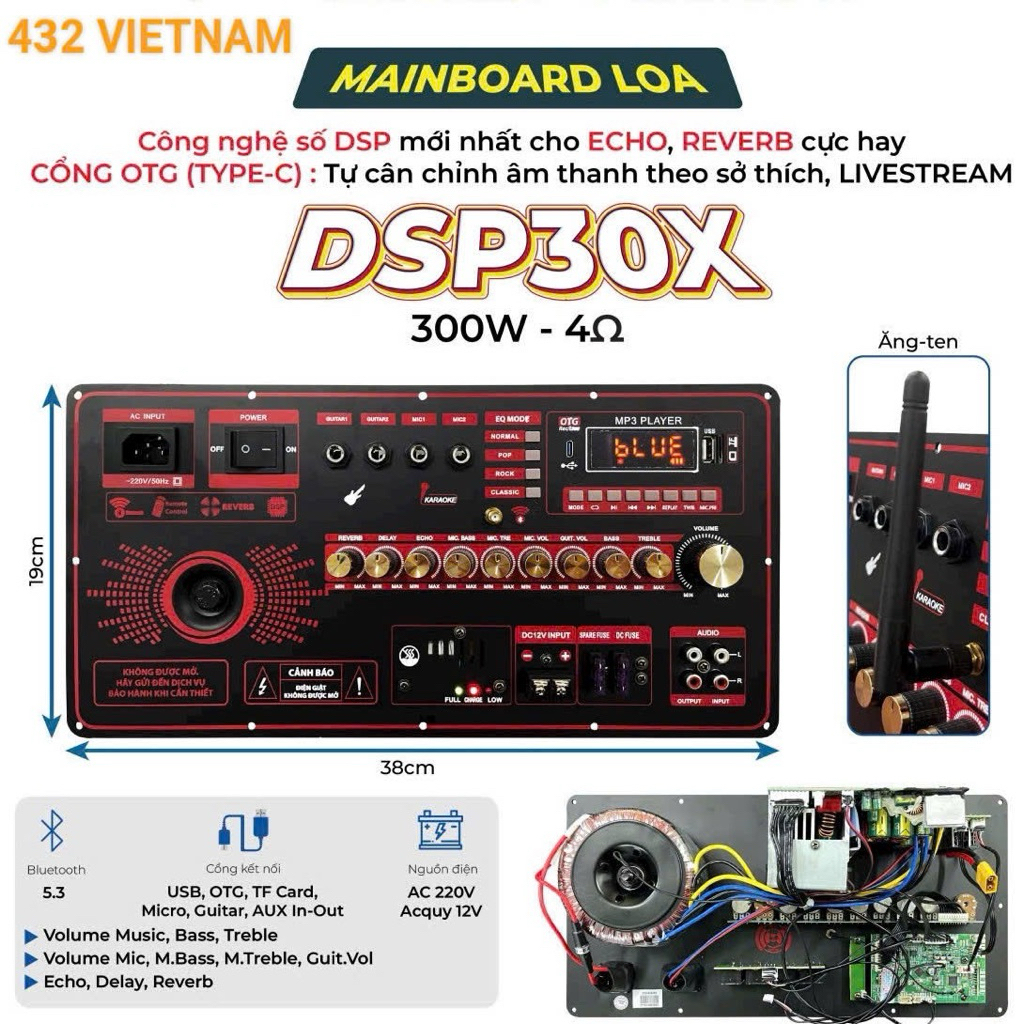 BO MẠCH VHM 300W MẠCH LOA KÉO 300W NGUỒN XUYẾN ECHO REVERB DSP CHỐNG HÚ TỐT NHẤT