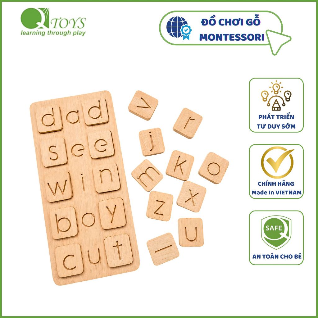 Bảng Học Từ Tiếng Anh Bằng Gỗ QTOYS SKU518 An Toàn Cho Bé - Phát Triển Tư Duy Cho Trẻ Từ 2-6 Tuổi | 