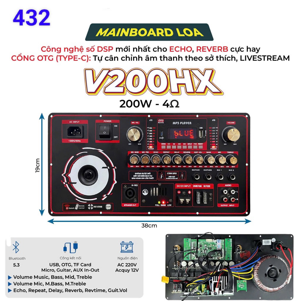 [Mã 99ELHA giảm 7% đơn 300K] BO MẠCH LOA KÉO NGUỒN XUYẾN ĐÁNH LOA 5 TẤC TRỞ XUỐNG, ECHO REVERB DSP C