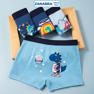 [ Xả Hàng ] Combo 4 Quần Lót Đùi Bé Trai Hoạ Tiết Khùng Long, Quần Sịp Trẻ Em Cotton Thoáng Khí ZANABRA L1018