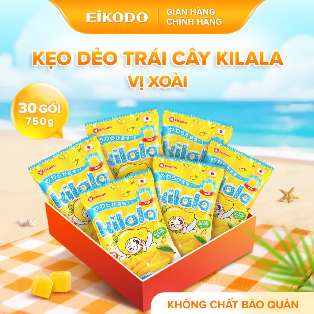Kẹo Dẻo Trái Cây Kilala 750g (30 gói) Vị Xoài Bổ sung Vitamin C Eikodo Việt Nam