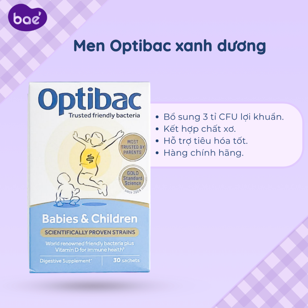 Optibac xanh dương men vi sinh hỗ trợ tiêu hoá cho bé từ sơ sinh- Bae Center
