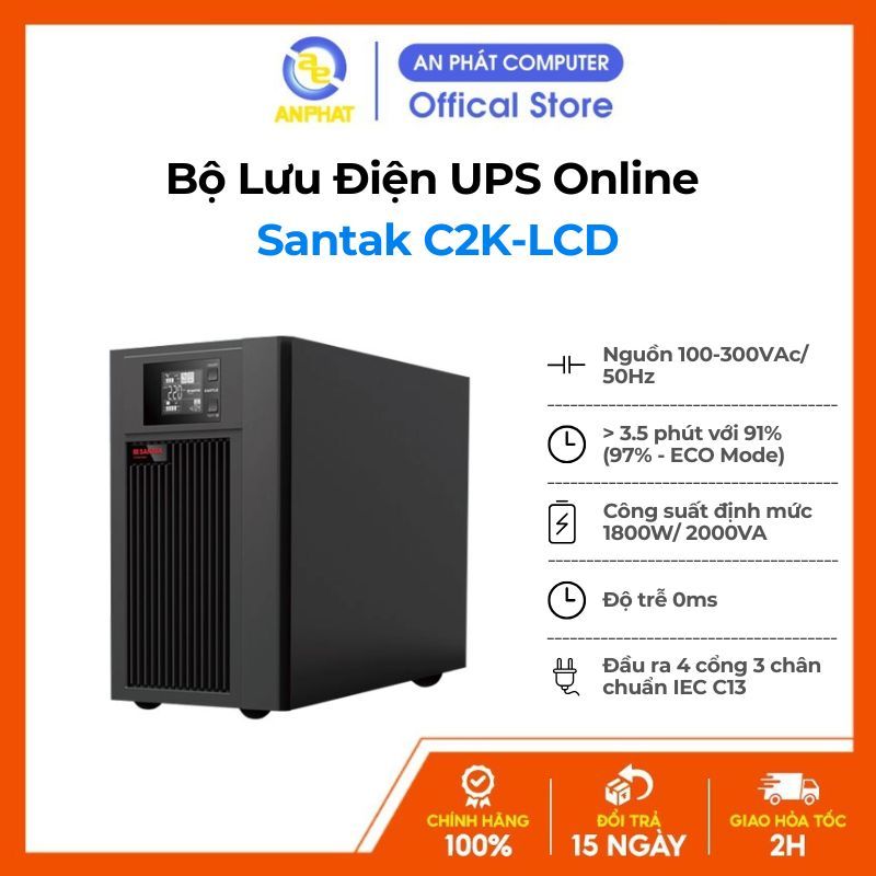Bộ lưu điện UPS Santak C2K LCD Online (2 kVA / 1,8 kW)