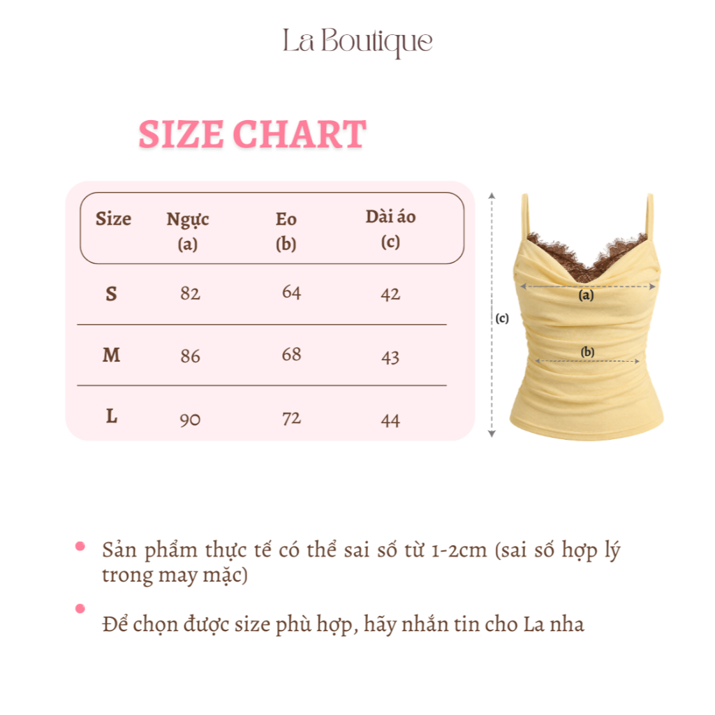 Áo 2 dây cổ đổ phối ren ngực, áo nữ ôm dáng nhún eo phong cách Hàn La Boutique SS26 - AT012-2605LAT | BigBuy360 - bigbuy360.vn
