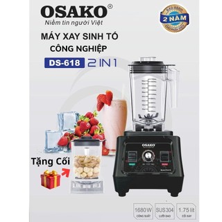 Máy xay sinh tố công nghiệp Osako DS618 1680W, cối 1.75L dùng cho kinh doanh quán sinh tố, cà phê...xay đá, rau má,