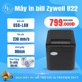 [IN ĐIỆN THOẠI- ZYWELL] Máy in hoá đơn tính tiền, chốt cmt livestream ZYWELL 822 kết nối điện thoại USB+LAN, cắt tự động