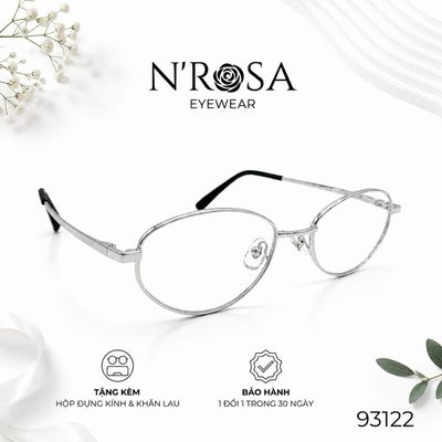 Gọng Kính Kim Loại N’ROSA 93122 – Form Đa Giác Bo Góc Thanh Mảnh, Chất Liệu Hợp Kim Cao Cấp, Siêu Nhẹ & Tôn Dáng Mặt