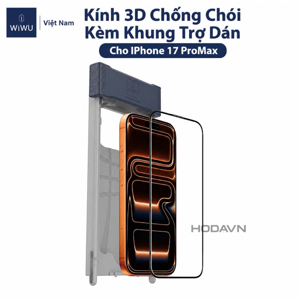 Kính Cường Lực WiWu 3D Chống Chói Cho iPhone 17 Pro Max / 16 Pro Max – Full Màn 3D, Chống Bụi Loa, K