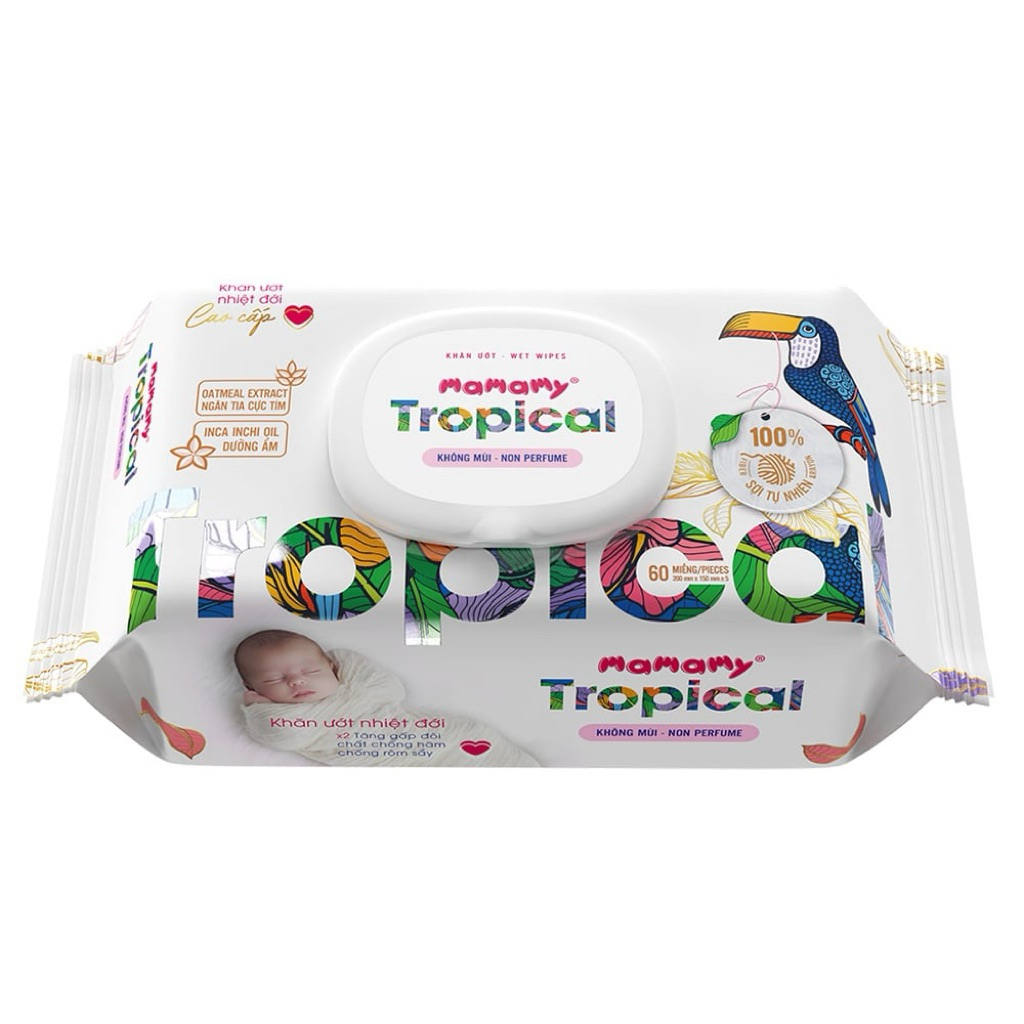 [Mua 5 Tặng 1 Khăn ướt Mamamy 30tờ) Khăn ướt Mamamy Tropical không mùi 90 tờ - khăn ướt em bé