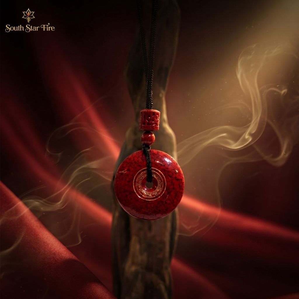 South star fire - Mặt dây chuyền chu sa tinh thể sa cầu may mắn và bình an
