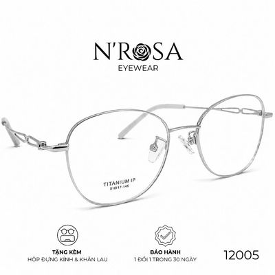 Gọng Kính Titanium N’ROSA 12005 – Thiết Kế Càng Mắt Xích Sang Trọng, Chất Liệu Titanium IP Siêu Nhẹ, Tôn Vinh Vẻ Đẹp