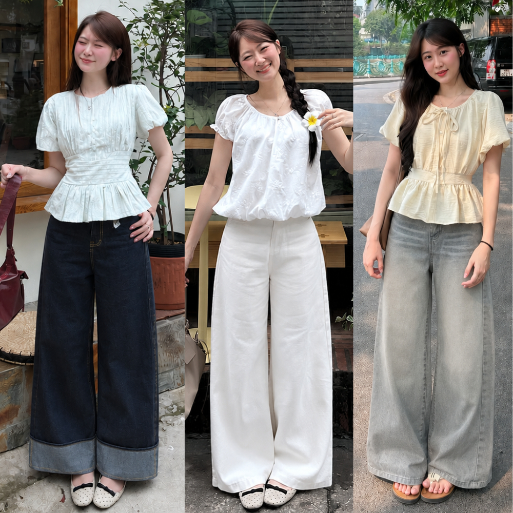 Quần Jean Ống Rộng Suông Ver 3 Nam Nữ MIAA  chất liệu Denim form , Quần bò ống rộng nữ ống rộng 33cm
