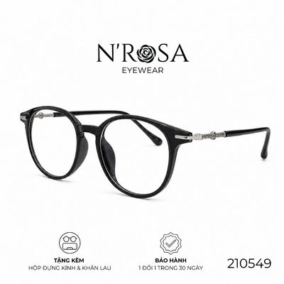 Gọng Kính N’ROSA 210549 – Form Tròn Oval Cách Điệu, Càng Kim Loại Chạm Xoắn Nghệ Thuật, Vẻ Đẹp Tri Thức & Sang Trọng
