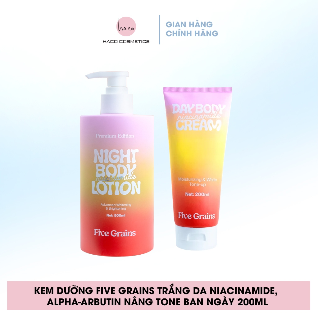 Kem dưỡng body Five Grains dưỡng trắng da Niacinamide, Alpha-Arbutin