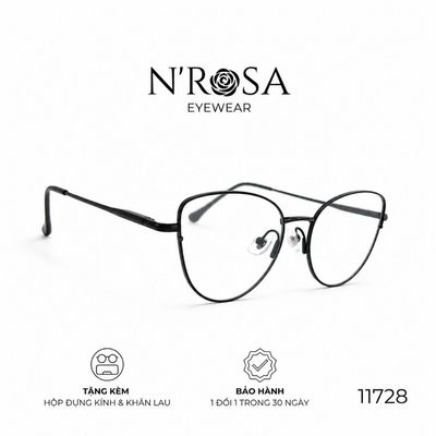 Gọng Kính Kim Loại N’ROSA 11728 – Form Cat-Eye Sang Chảnh, Hợp Kim Cao Cấp Siêu Mảnh, Tôn Vinh Đường Nét Gương Mặt Sắc S
