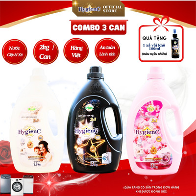 [Mới] Combo 3 can V3 Nước giặt đậm đặc HygienC Plus+ 2 trong 1 - Khối lượng 2Kg - CB3CP1