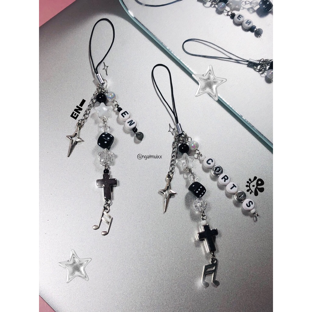 [ngatmuixx] Keychain, móc khoá treo điện thoại vibe y2k hạt chữ cortis & ENHYPEN 🎶