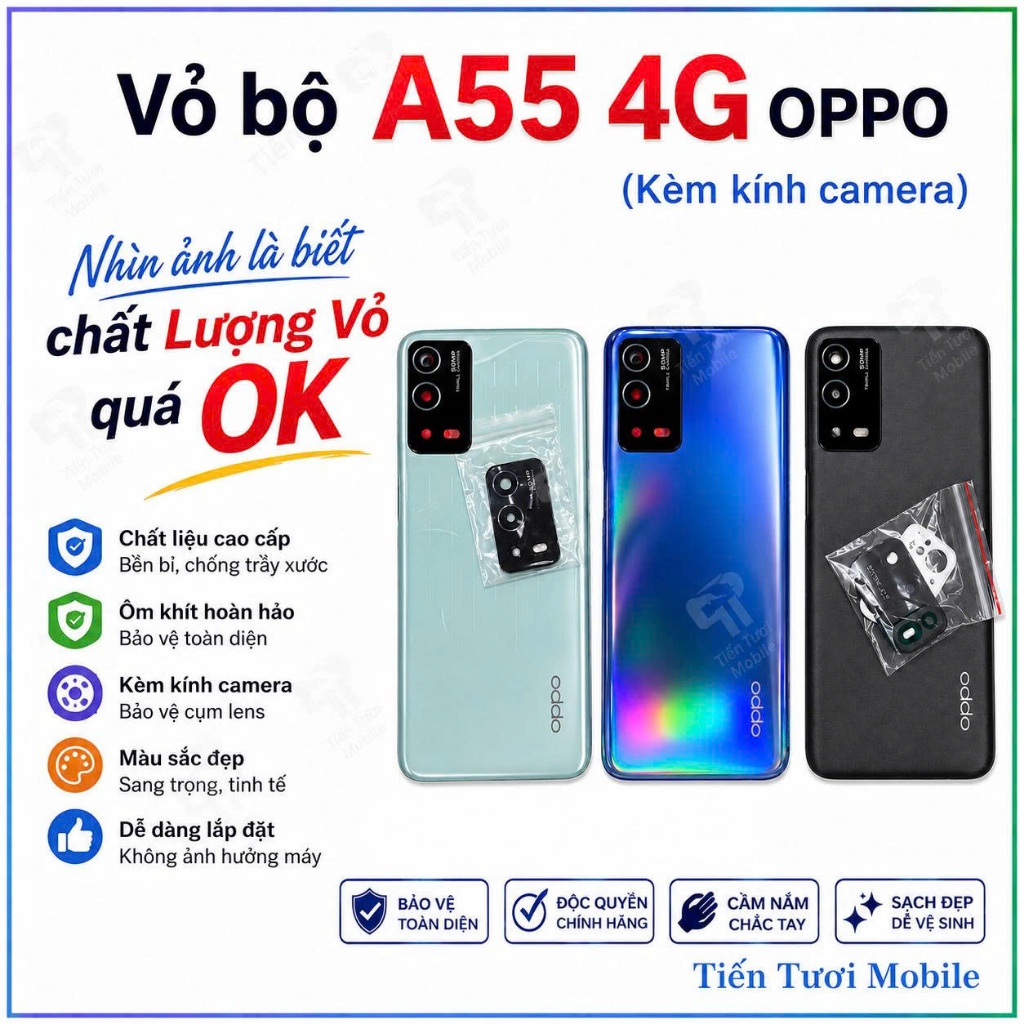 Vỏ bộ OP a55 4g ,kèm kính camera,khay sim