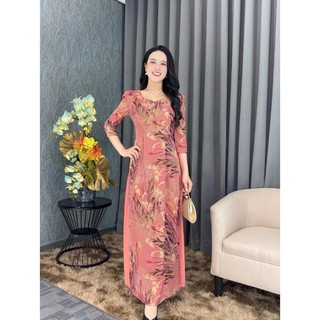 Đầm giả áo dài Zonbig, thiết kế 3 lớp voan chiffon phù hợp dành tặng mẹ trung niên - Y2025