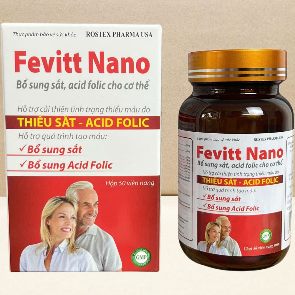 (CHAI) Fevitt Nano Chữ Đỏ Chai 50 Viên - Rostex - Vinaphar - Vitamin Chữa Lành