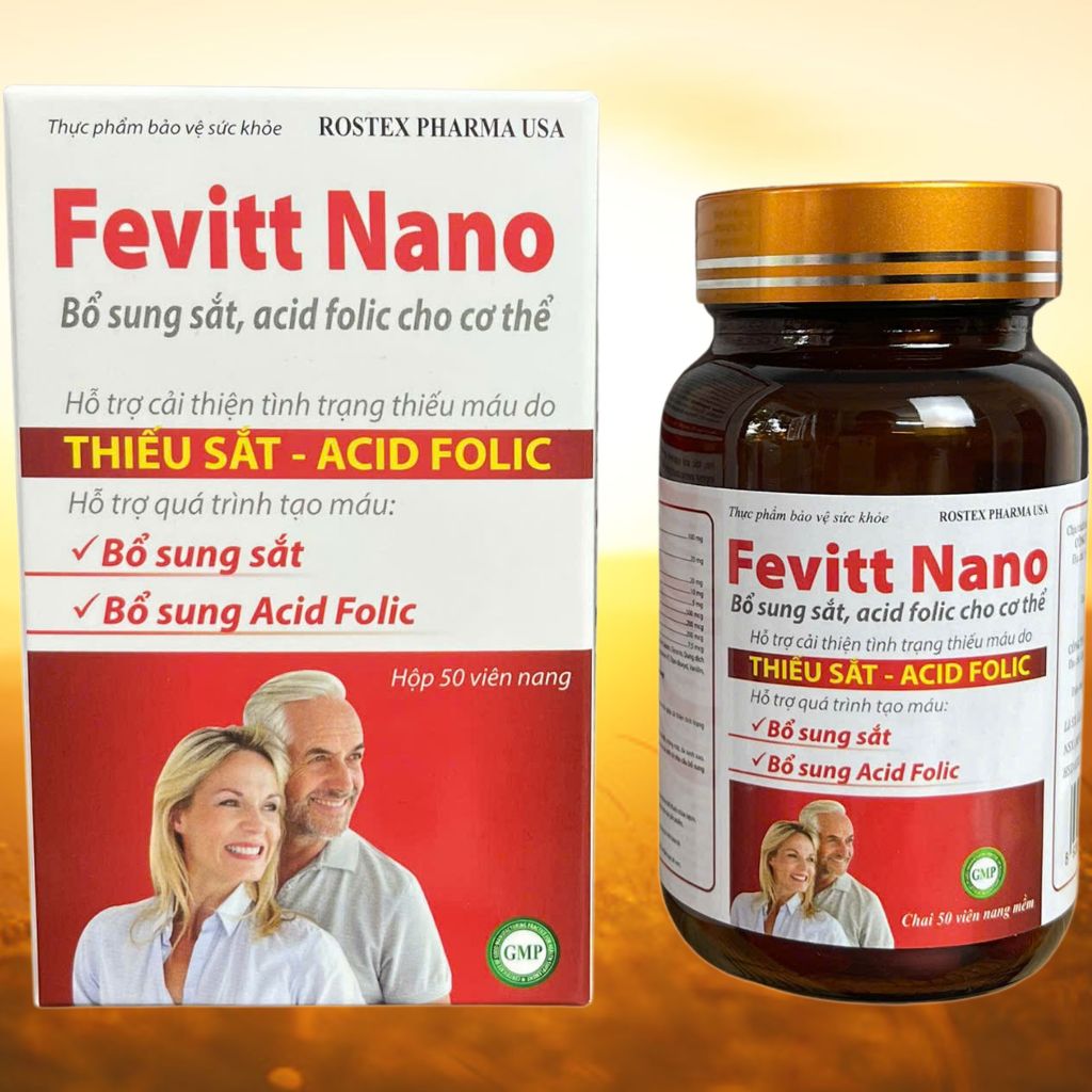 (CHAI) Fevitt Nano Chữ Đỏ Chai 50 Viên - Rostex - Vinaphar - Vitamin Thanh Lọc