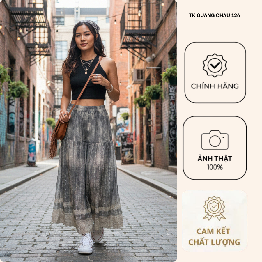 CHÂN VÁY DÀI PHONG CÁCH VINTAGE.(M011)